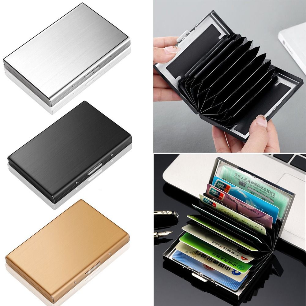 Slim Card Slot Case - ファッション 6/10スロット クレジットカードホルダー RFID防止 スリムIDカードホルダー ステンレスメタルケース