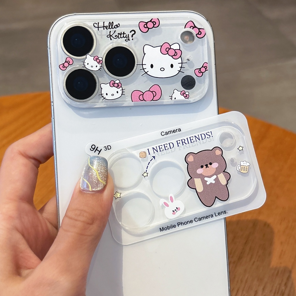 Camera Lens Protector - かわいい漫画風カメラ保護レンズフィルム iPhone 15 16 17 Pro