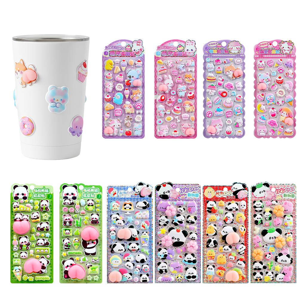 Phone Cases Rubber - かわいい3Dパンダ漫画ストレス解消ラバーステッカー、子供向け携帯ケースステッカー、楽しいクラシックなおもちゃステッカー