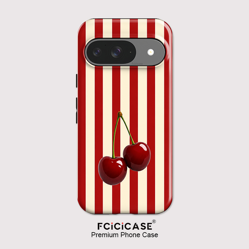 Phone Cases Google Pixel 10 Pro - Fcicicase チェリーストライプパターン電話ケース Google ピクセル 10A 9