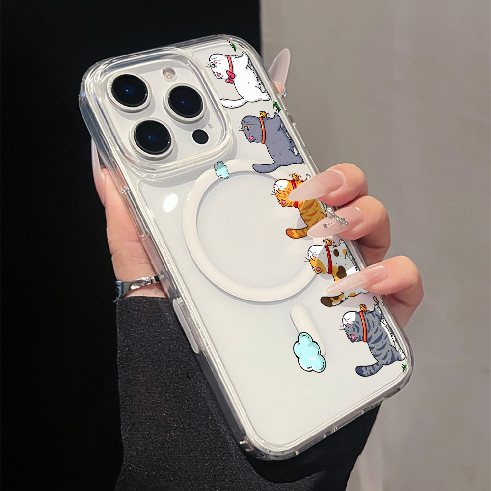 Phone Cases Cute - かわいい漫画猫柄クリアスマホケース iPhone 17 11 12 13