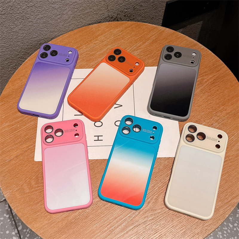 Phone Cases Expensive - 高級感のあるキャンディーカラーグラデーションのiPhone 17/16/15/14 Pro Max用スマホケース、大きな窓ガラス付き耐衝撃保護カバー