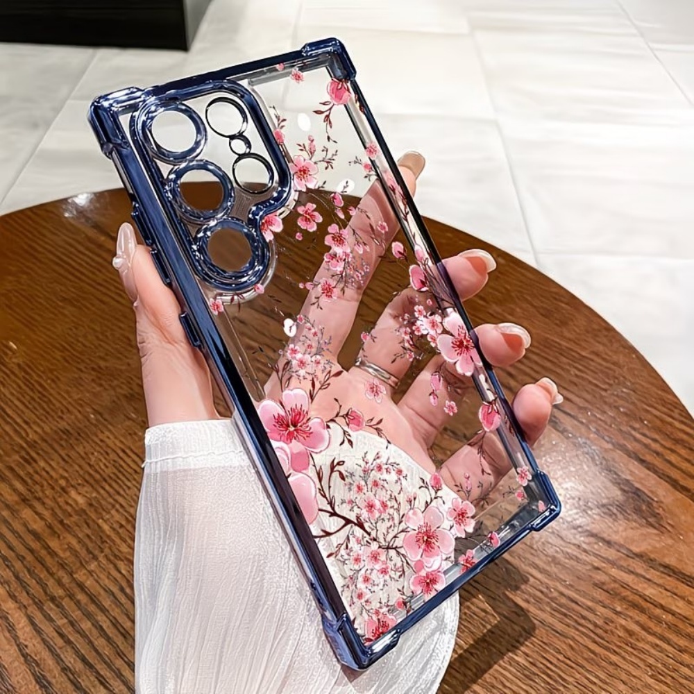 Samsung Galaxy S25 - 桜の花柄電気メッキ四隅耐衝撃スマホケース Samsung Galaxy S26 S25 S24