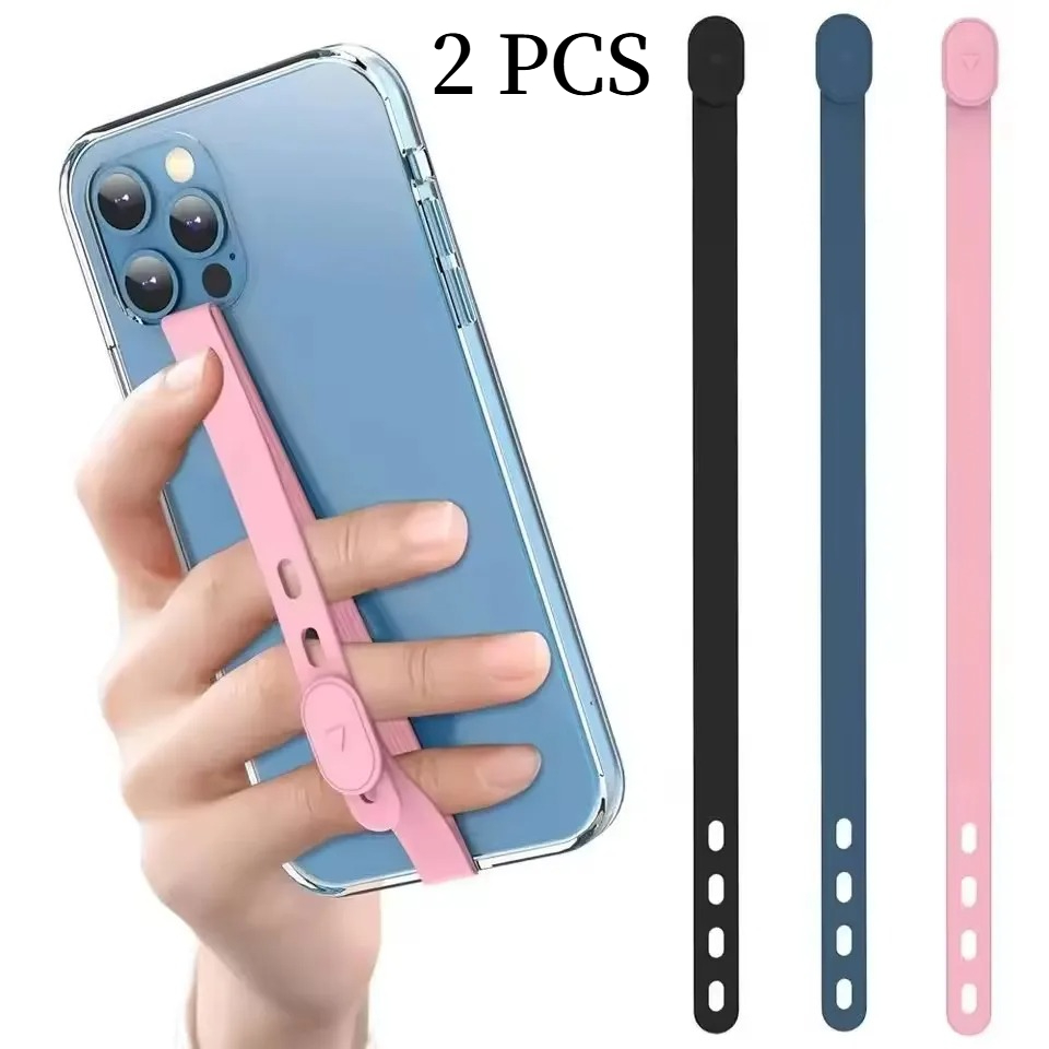 Phone Cases Rubber - 2 個ポータブルシリコン電話ストラップ調節可能な電話ケースリストバンド弾性電話ハンドバンド電話アクセサリー