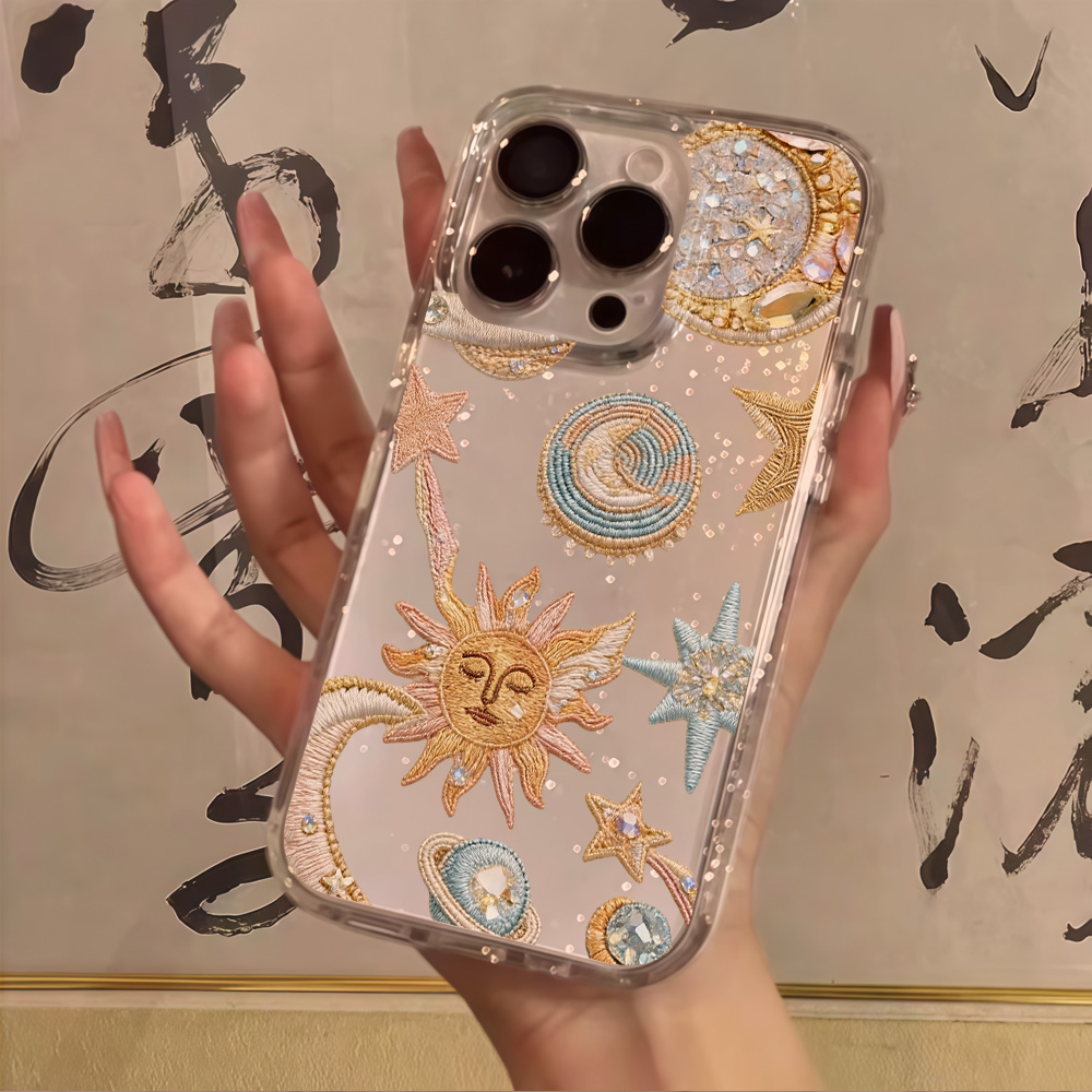 創造性あふれる星月クリアグリッターフォンケース iPhone - Phone Cases Expensive のレビューと価格