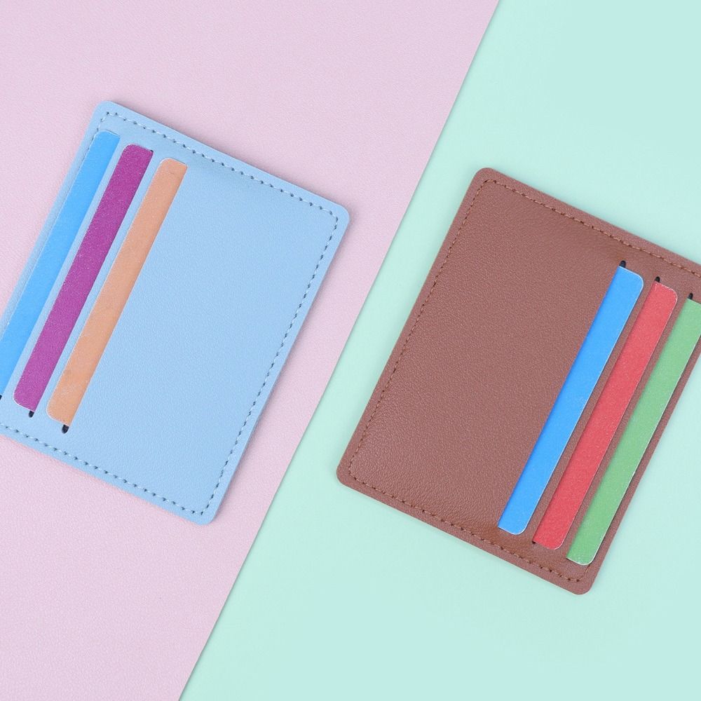 新しい PU レザー PU カードホルダー 5 色複数のカー - Slim Card Slot Case のレビューと価格