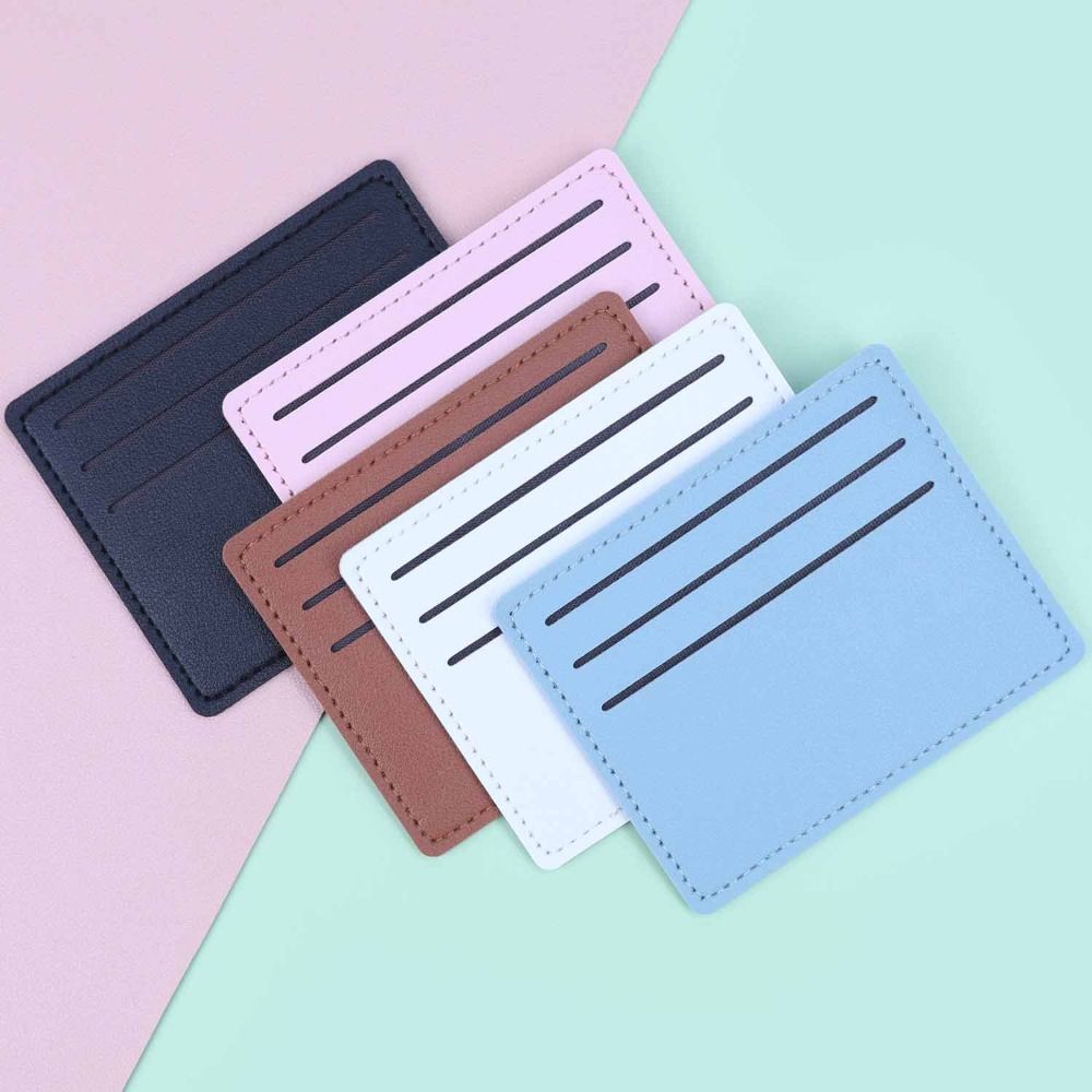 新しい PU レザー PU カードホルダー 5 色複数のカー - Slim Card Slot Case のレビューと価格