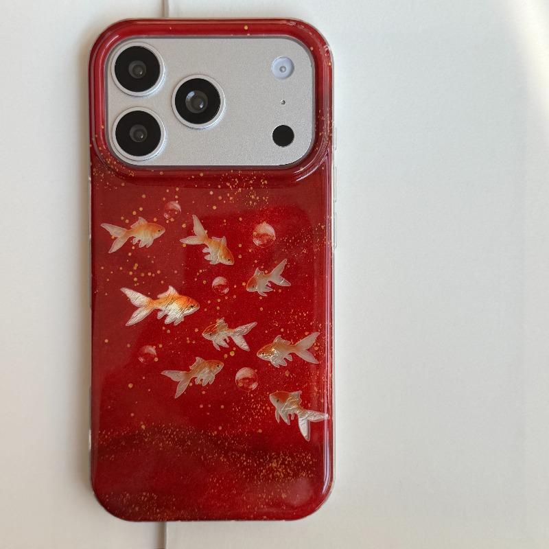 幸運の赤いグリッターゴールドフィッシュ＆バブルフォーチュンチ - Phone Cases Redbubble のレビューと価格