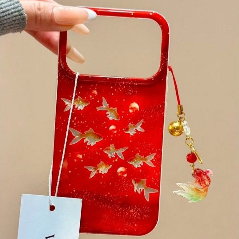 幸運の赤いグリッターゴールドフィッシュ＆バブルフォーチュンチ - Phone Cases Redbubble のレビューと価格