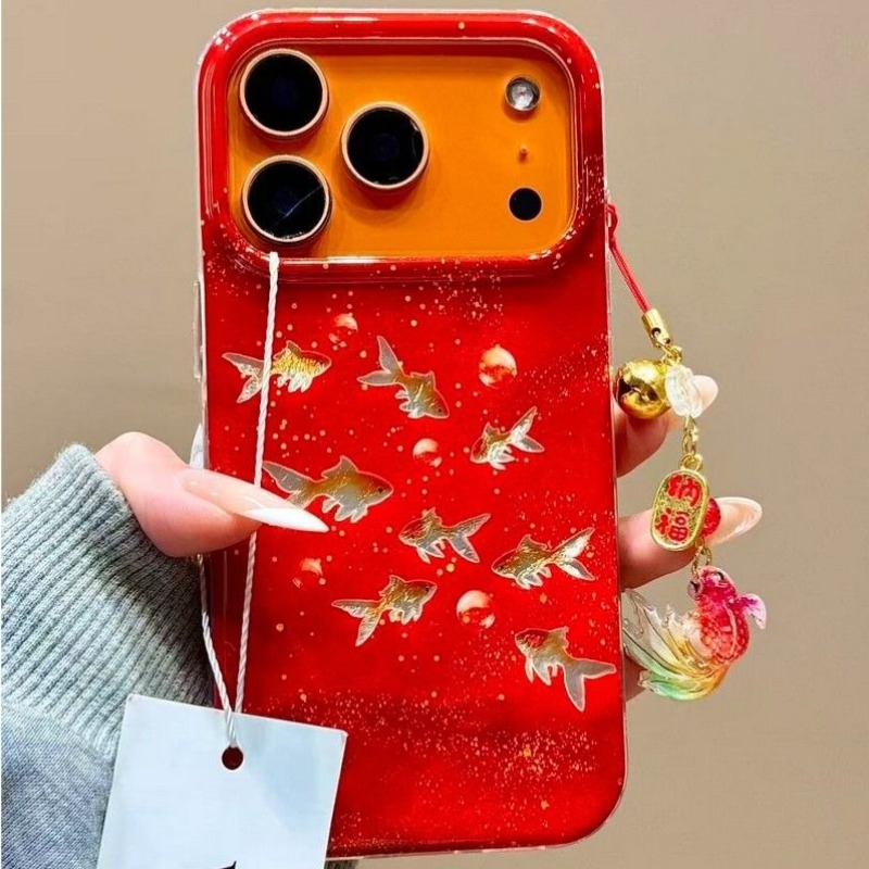 幸運の赤いグリッターゴールドフィッシュ＆バブルフォーチュンチ - Phone Cases Redbubble のレビューと価格