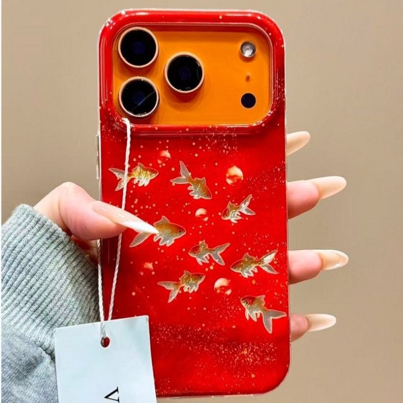 幸運の赤いグリッターゴールドフィッシュ＆バブルフォーチュンチ - Phone Cases Redbubble のレビューと価格