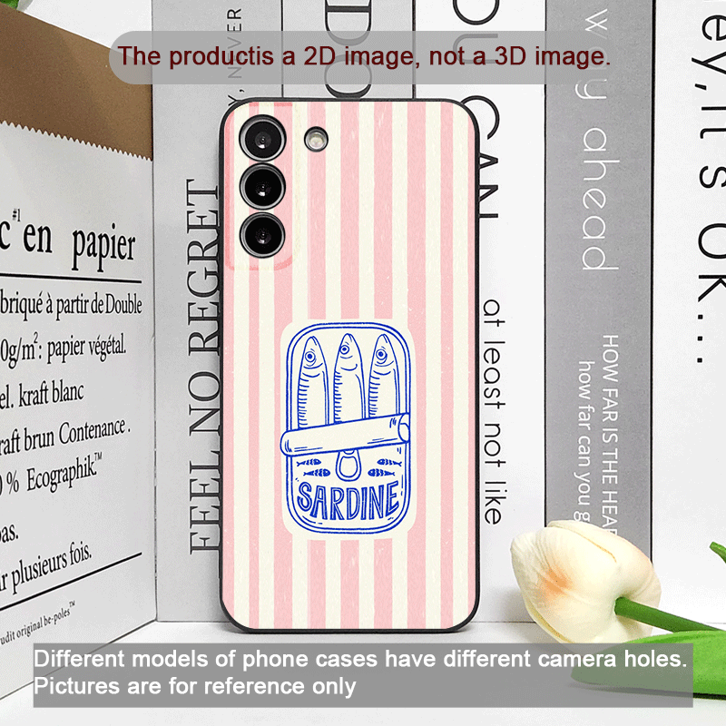 可愛いストライプ柄のイワシカラーの面白い魚柄スマホケース O - Phone Cases Cute のレビューと価格
