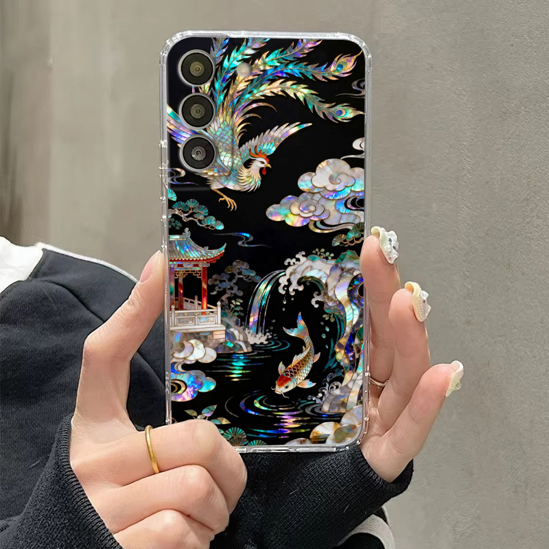 カラフルな風景画の透明カバー、Samsung Galaxy  - Phone Cases For Samsung S22 のレビューと価格