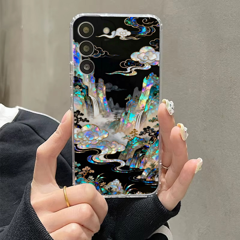 カラフルな風景画の透明カバー、Samsung Galaxy  - Phone Cases For Samsung S22 のレビューと価格