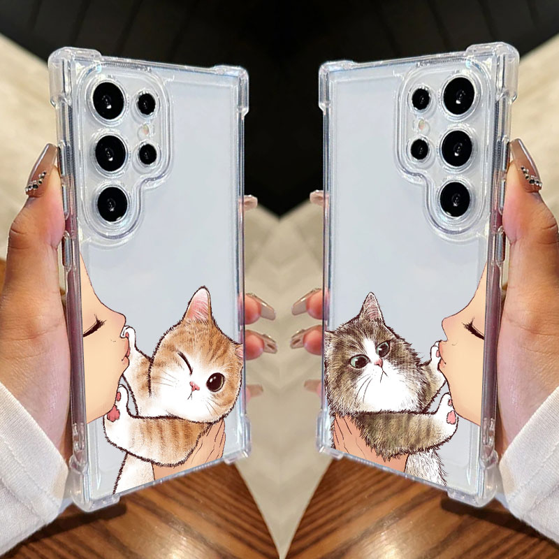 キスキャットキュートクリアフォンケース サムスンギャラクシー - Phone Cases For Samsung S22 のレビューと価格