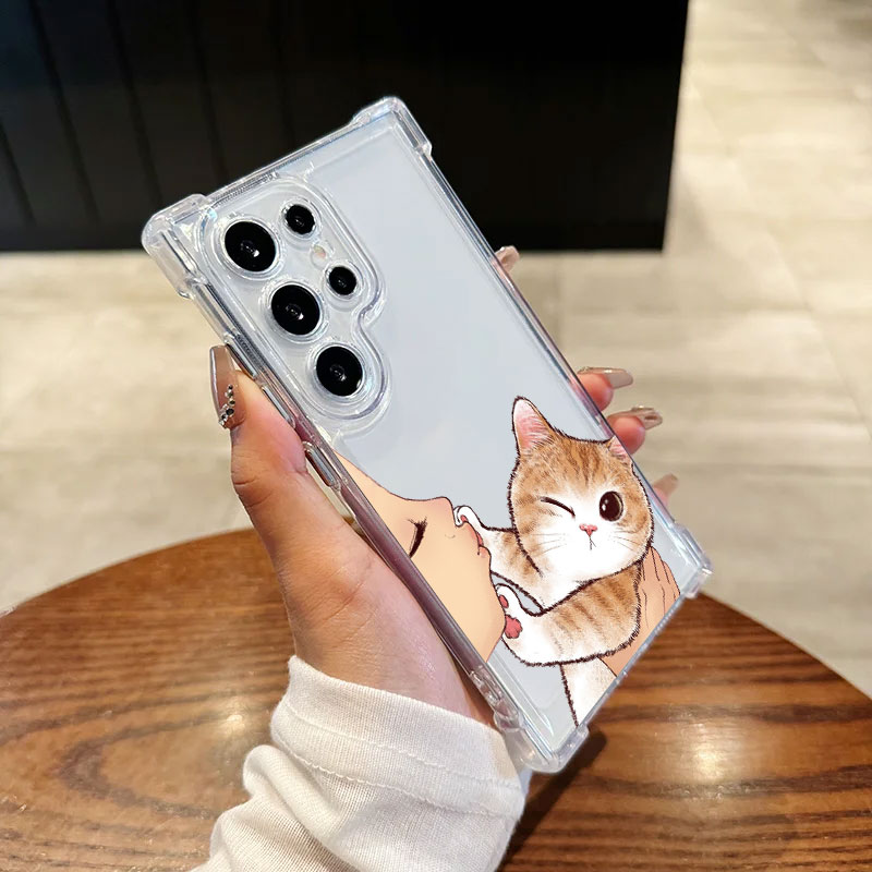 キスキャットキュートクリアフォンケース サムスンギャラクシー - Phone Cases For Samsung S22 のレビューと価格