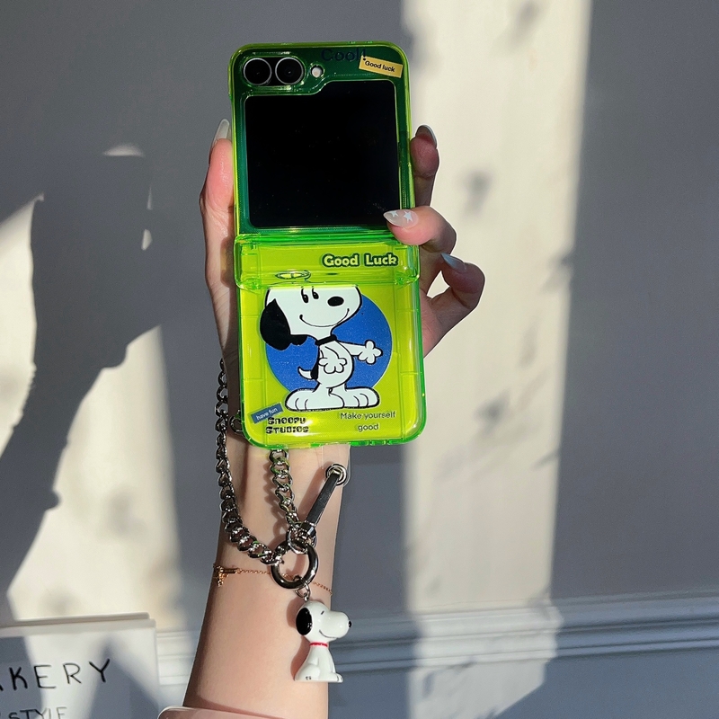 かわいい漫画ピーナッツスヌーピー蛍光グリーンカードウォレット - Phone Cases With Wallet のレビューと価格