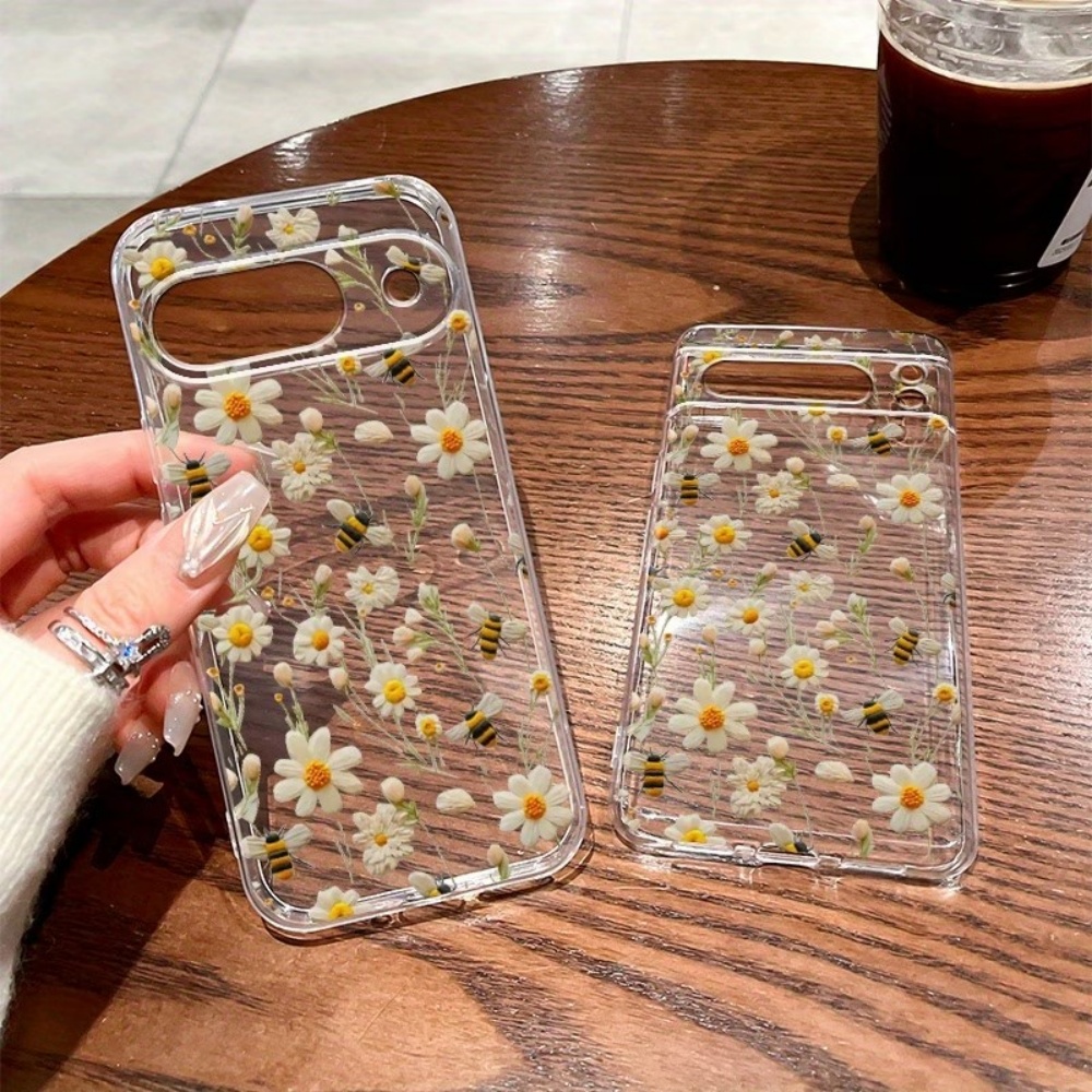 かわいいミツバチの花柄ソフトクリア電話ケース Google  - Phone Cases Google Pixel 10 Pro のレビューと価格